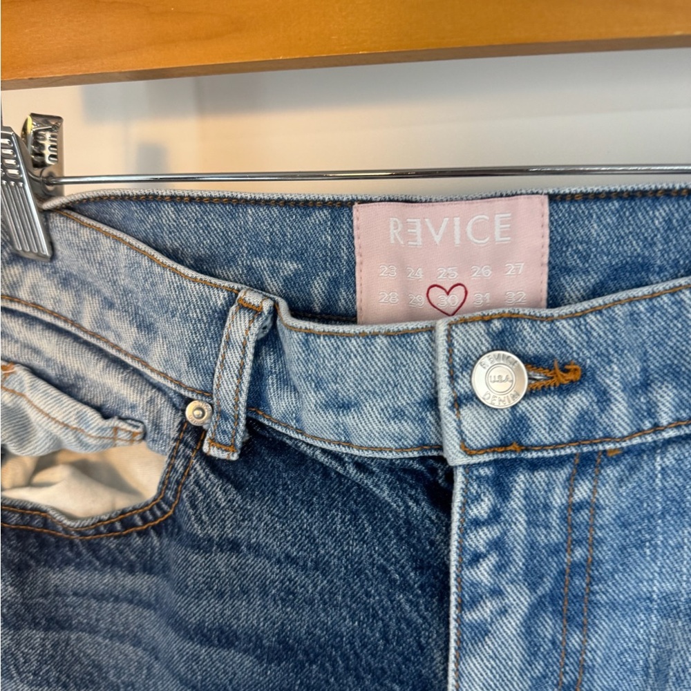 Revice Diagonal Patchwork Two Tone High Rise Deni… - image 3